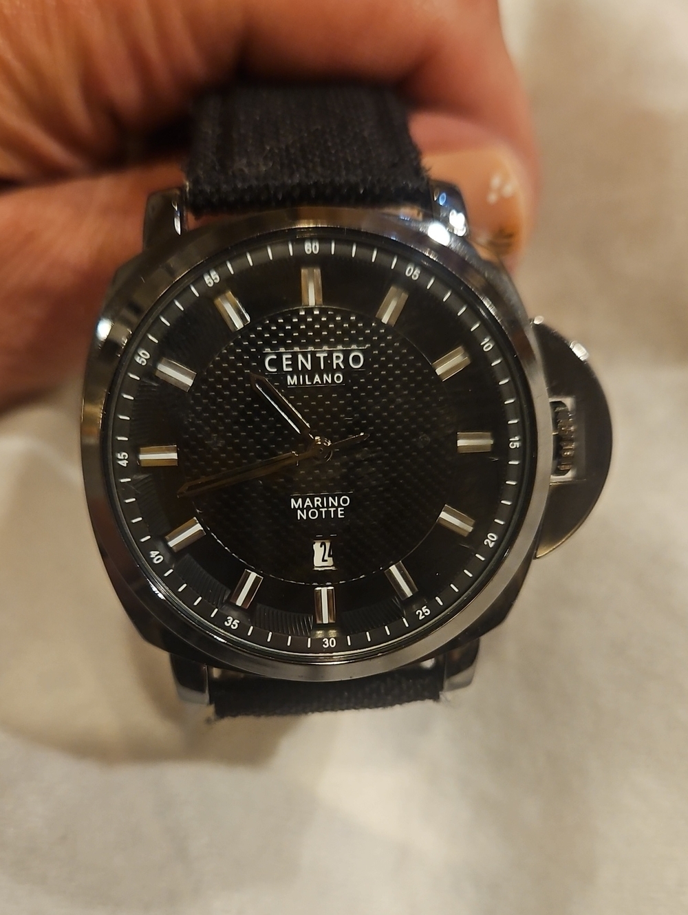 Milano Men's Black Dial Watch with Silver Accents